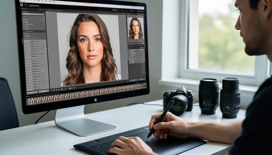 Professional portrait photograph showing results of skilled Lightroom retouching techniques